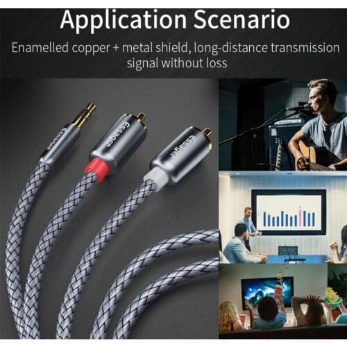 Essager RCA Audio Cable Jack 3.5 to 2 RCA Cable 3.5mm Jack to 2RCA Male Splitter Aux Cable for TV PC Amplifiers DVD dropshipping