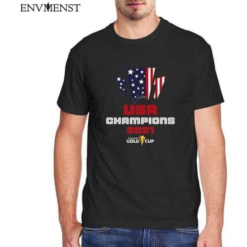 USA Champions 2021 Gold Cup T-Shirt Men Clothing Summer Harajuku Mens T Shirt Concacaf 100% Cotton Unisex Short Sleeve Tees Girl