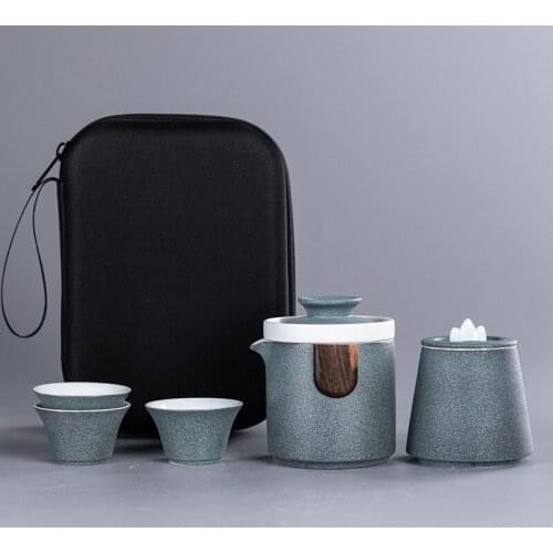 Chinese Kung Fu Travel Tea Set Ceramic Portable Teapot Porcelain Teaset Gaiwan Tea Cups of Tea Ceremony Tea Pot With Travel Bag