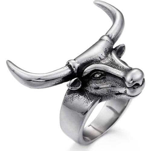 Titanium steel zodiac head ring index finger ring punk accessories jewelry