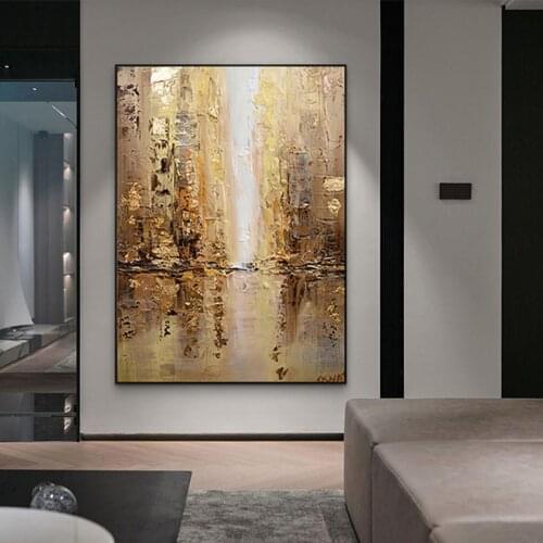 100% Handmade Fall View Brown Abstract Painting Modern Art Picture For Living Room Modern Cuadros Canvas Art High Quality