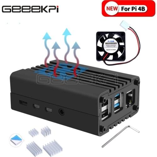 GeeekPi CNC Aluminum Alloy Case Enclosure Shell Cover for Raspberry Pi 4 Cooling Fan Heat sinks for Raspberry Pi 4B