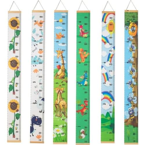 Cartoon Printing Height Ruler Home Baby Kids Growth Chart Wall Hanging Wood Frame Decor On The Wall Room Decoration