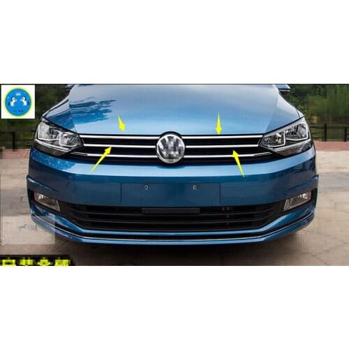 Lapetus Front Grille Racing Grill Stripes Cover Trim Exterior Refit Kit For VW Volkswagen Touran 2016 - 2019 Stainless Steel
