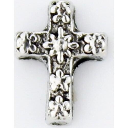 New Arrival silver color vintage cross Floating Charms For Floating Glass Lockets 10pcs/lot