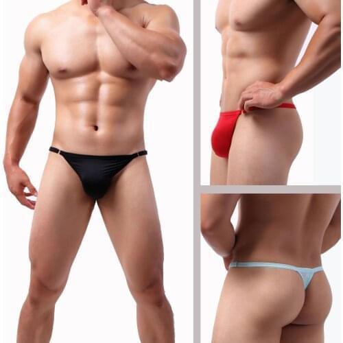 7Colors Mens Sexy Underwears T-String Ice Silk Transparent Underwears Low-rise Lace Male Gay Highstretch Comfortable Briefs