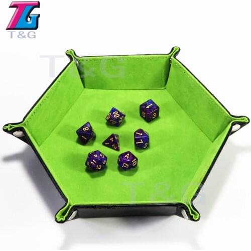 Dice Holder PU Leather Tray 6 Color for Choose Double-sided Use Soft Velvet Portable Folding Accessory Favorites Box