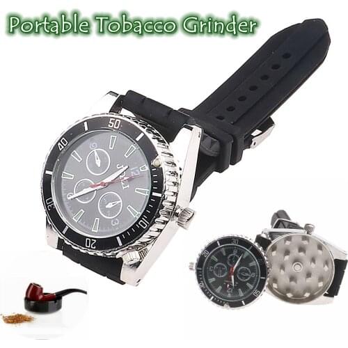 Portable Watch-shaped Tobacco Grinder Smoking Herb Spice Crusher Smoke Grinders Pipe Cigarette Accessories Filter Smoke Gifts