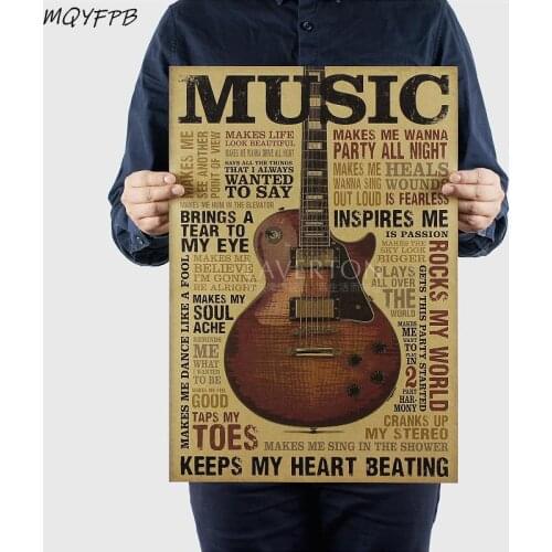 Musical guitar Kraft Paper Poster Home Decoration Painting Room Wall Sticker