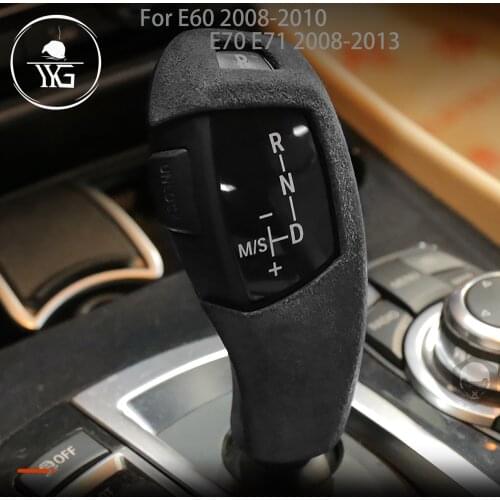 Turn Fur Suede Wrap Gear Shift Knob Cover Decor For BMW X5 X6 5 Series E60 E70 E71 ABS Trim Protective Car Accessories