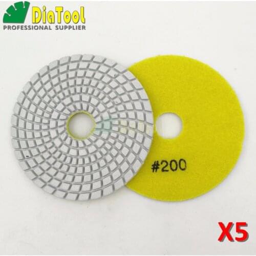 SHDIATOOL 10pcs Dia 100mm/4" White Bond 200# Diamond Flexible Wet Polishing Pad Stone Spiral Type Sanding Disc Polishing Disc