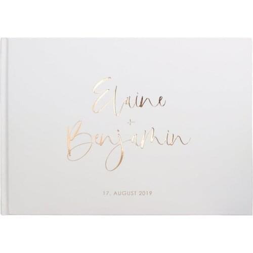 Custom any language Wedding PERSONALIZED Guestbook photo book noble romantic - gold rose gold silver copper bridal journal