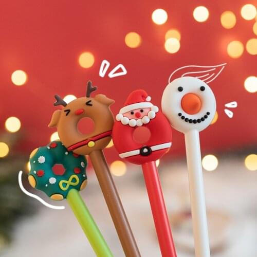 Fun cute Christmas pen Creative Christmas shape black 0.5mm gel pen Student writing pen Office signature pen Replaceable refill