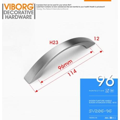 VIBORG Deluxe 96mm Solid 304 Stainless Steel Casting Modern Kitchen Cabinet Cupboard Door Handle Pulls Drawer Pull Handles,SV206