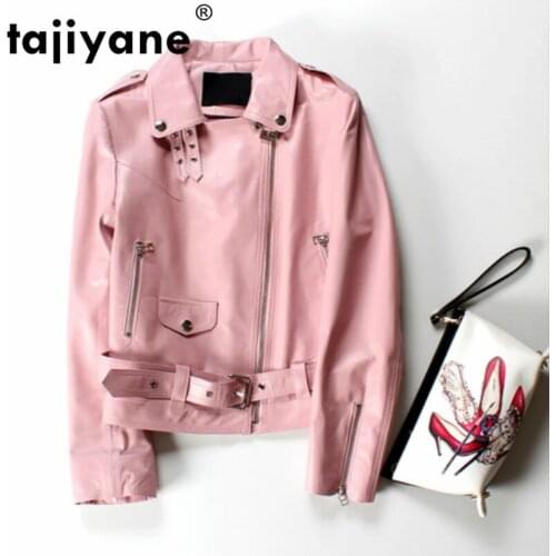 Pink Sheepskin 100% Coat Real Genuine Leather Jacket Women Clothes 2021 Korean Elegant Spring Autumn Female Coats Tops ZT2284