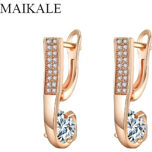 MAIKALE Fashion Jewelry Cute Geometric Earrings Letter Shape CZ Beads Earrings Paved AAA Cubic Zirconia Stud Earrings for Women