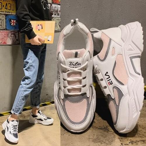 Brand Women Chunky Sneakers Fashion Old Dad Shoes Mesh Breathable Spring Lace Up Casual Shoes 5cm Platform Woman Trainers 2020