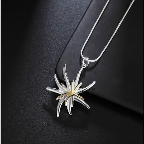 Factory direct 925 Sterling Silver Necklace For Women Starfish flower Pendant Christmas gifts lady Fashion party wedding Jewelry