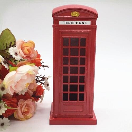 15cm Birthday Gift New Year Gifts Classic London Red Telephone Booth Piggy Bank Postal Money Pot Safe Coin Bank Money Box