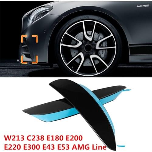2x Car Front Bumper Lip Splitter Vent Flaps Spolier Fin For Mercedes Benz E Class W213 E200 E300 E350 2Dr 4Dr AMG 2017 2018 2019
