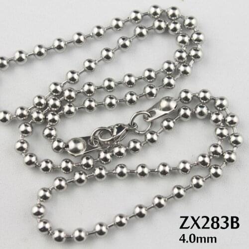 200pcs use lobster clasp -16"-36" length stainless steel necklace 4.0mm ball chain fashion beads necklace Jewelry ZX283B
