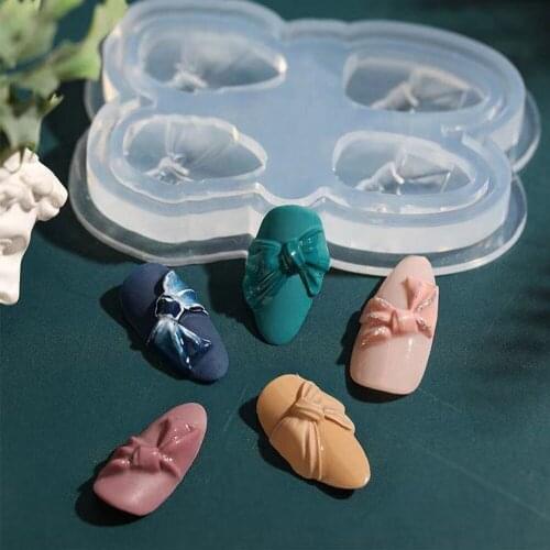 3D Ribbon Diy Manicure Silicone Nail Art Glue Mold,Decorate DIY Nails,Nail Carving Design Template Sweet Heart Ribbon
