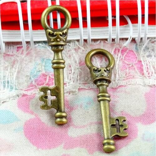 50pcs 34*9MM Antique Bronze Plated Key Charms Pendants DIY Jewelry Making Pendant