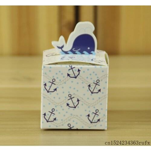 500Pcs Whale Candy Boxes Boy Baby Shower Favor Baptism Christening Birthday Gift Party Decoration