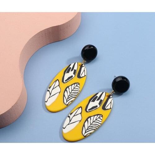 AENSOA Fashion Acrylic Oval Drop Earrings Large Korean Trendy Dangle Earrings 2021 Trend Yellow Pendant Earrings Women Jewelry