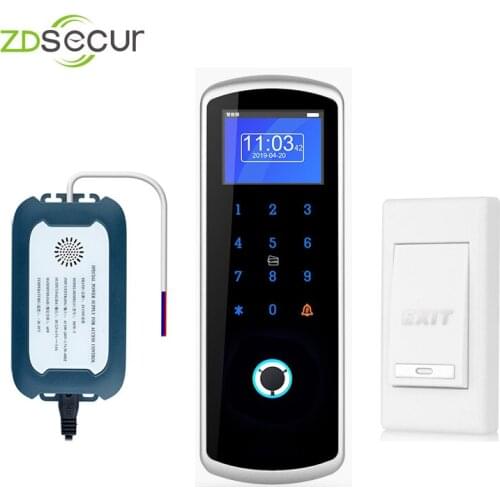 2.4G Wireless Fingerprint 13.56 Card and Password Recgonition Access Control System with Power Supply and Exit Button