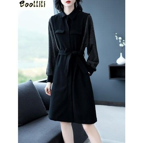 Boollili Spring Autumn Dress 2020 Ladies Dresses Vintage Office Black Dress for Women Elegant Bandage Dress Vestidos Robe Femme