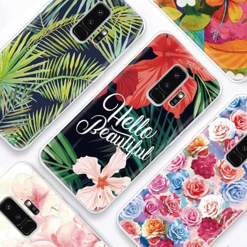 Flower Phone Case For Samsung Galaxy A8 A7 A6 A5 2018 Plus Floral case A5 A3 A7 2017 Rose grass TPU Soft Silicone Cover