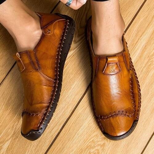 COSIDRAM Genuine Leather Casual Shoes Men Spring Autumn Breathable Slip on Loafers Comfortable Hollow out Men Shoes BRM-137