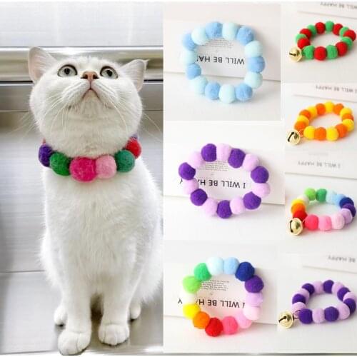 Color Pet Dog Cat Kitty Plush Ball Candy Necklace Decoration Collar Shiba Corgi Poodle Samoyed Bichon Bulldog Pets Accessories