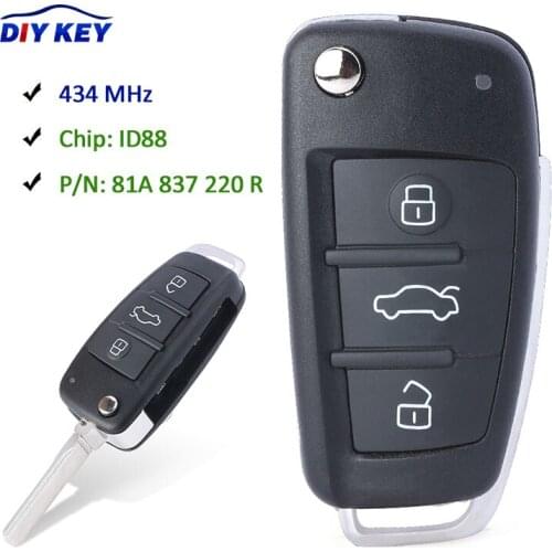 DIYKEY 81A837220R Keyless Entry Go Smart Remote Key Fob 434MHz ID88 Chip for Audi RS Q2 RS Q3 2017 2018 2019 P/N: 81A 837 220R