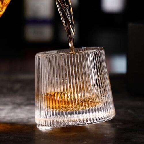 Hot Selling Spinning Whisky Glass Lead-free Crystal Cups Home Drinkware