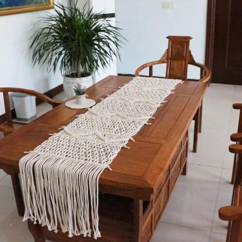 Bohemian Style Cotton Rope Handwoven Table Runner Home Decoration Dining Table Runners Decor Accessories