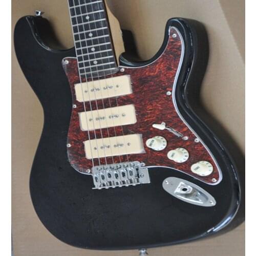 Classic ST6 string electric guitar, P90 pickup silver parts, red tortoise shell decorative board guitar, free transportation
