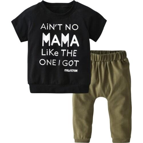 Newborn Infant Clothing Set Summer Baby Boys Girls Clothes Short Sleeve Letter MAMA T-shirt Tops+Pants 2Pcs Toddler Outfits Suit