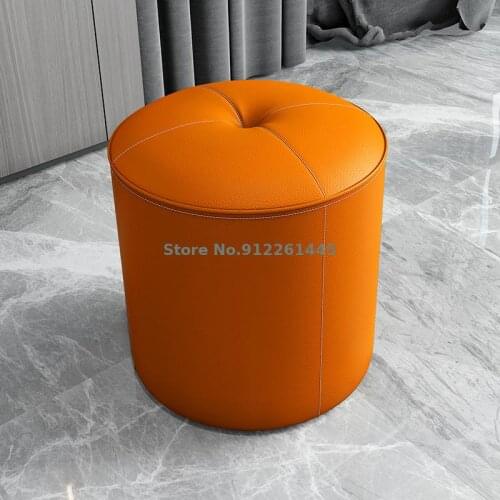 Leather Stool Round Stool Leather Pier Sofa Stool Household Living Room Shoe Changing Stool Ktv Fitting Room Stool