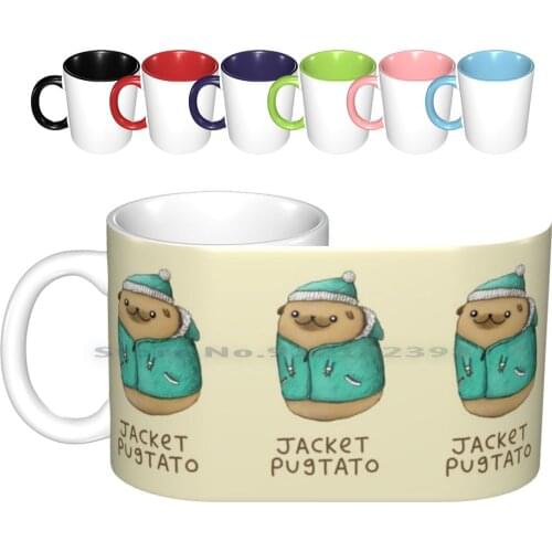 Jacket Ceramic Mugs Coffee Cups Milk Tea Mug Potato Tato Tater Spud Pug Dog Puppy Puggle Puggy Boxer Bulldog French Eyes Fat