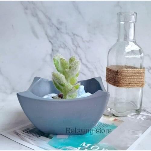 Square Concrete Planter Silicone Mold Creative Cement Flowerpot Succulent Plants Pot Container Mould Epoxy Resin Storage Box
