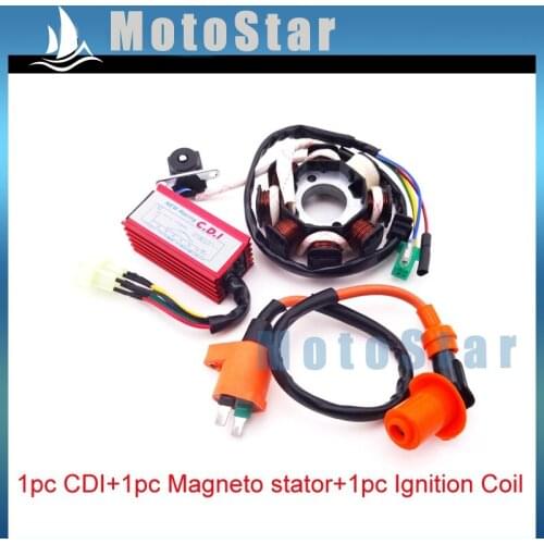 Magneto Stator 8 Poles Ignition Coil 6 Pins Wires AC CDI Box For Chinese GY6 125cc 150cc ATV Go Kart Moped Scooter