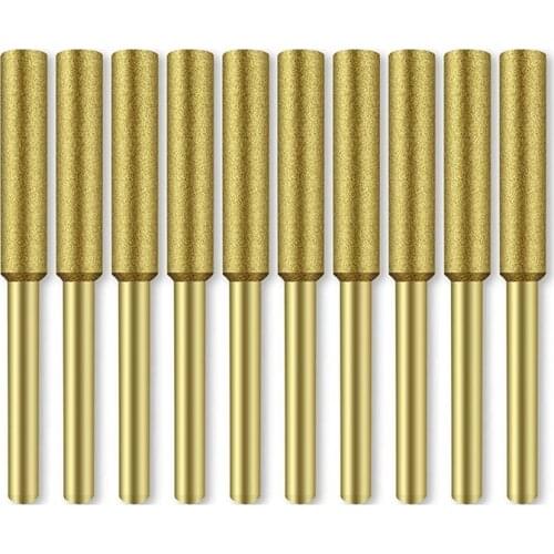 Electric Chainsaw Chain Sharpener Kit, 10Pc Titanium Plated Diamond Sharpening Wheels, High Hardness 3/16Inch Files