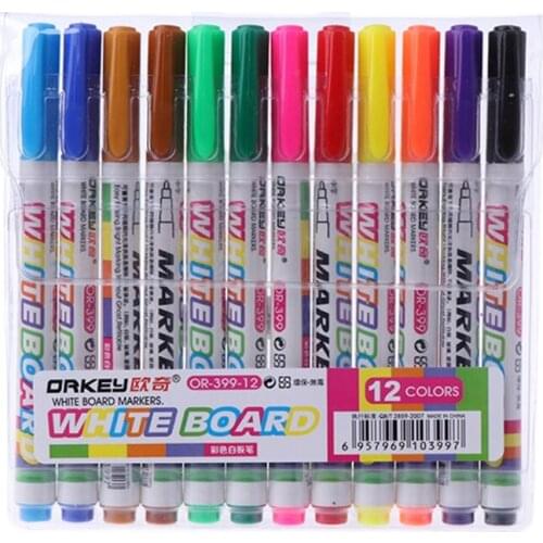 P82F 12 Colors Whiteboard Marker Non Toxic Mark Sign Fine Nib Set Supply