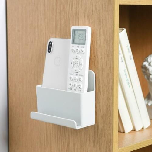 Wall Mounted Organizer Storage Box Remote Control Air Conditioner Storage Case Mobile Phone Plug Holder Stand Container for Home