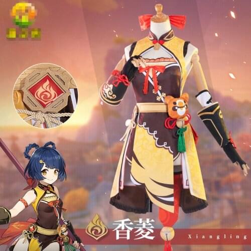 2021 New hot game Genshin Impact cos XiangLing cosplay costume full set