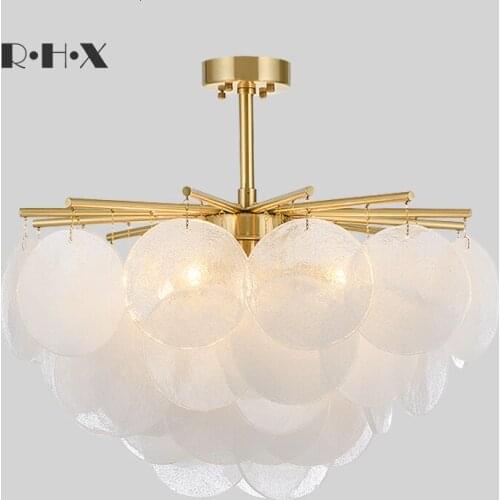 Estilo nórdico Luz de lujo de la originalidad restaurante lámpara dormitorio lleno de cobre vidrio campana de viento una araña