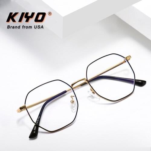 KIYO Brand 2020 New Women Men Fashion Anti Blue Light Optical Frame Metal Eyeglasses Frames Round Spectacles Glasses 9646