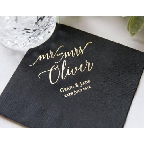 Personalized Mr and Mrs Wedding Napkins | Bridal Shower|Rehearsal Dinner|Engagement Party|Custom Napkins|Custom Wedding Napkins